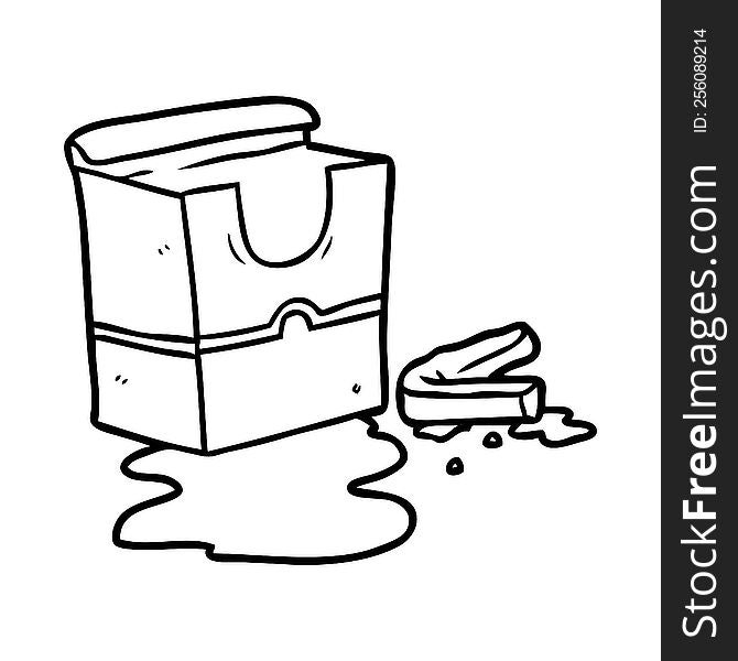 line drawing of a empty box of fries. line drawing of a empty box of fries