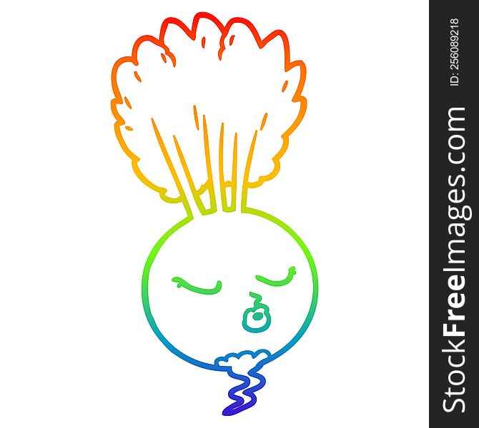 Rainbow Gradient Line Drawing Cartoon Root Vegetable