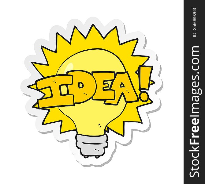 sticker of a cartoon idea light bulb symbol
