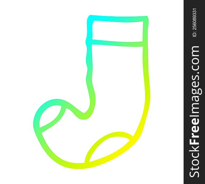 cold gradient line drawing of a cartoon old sock