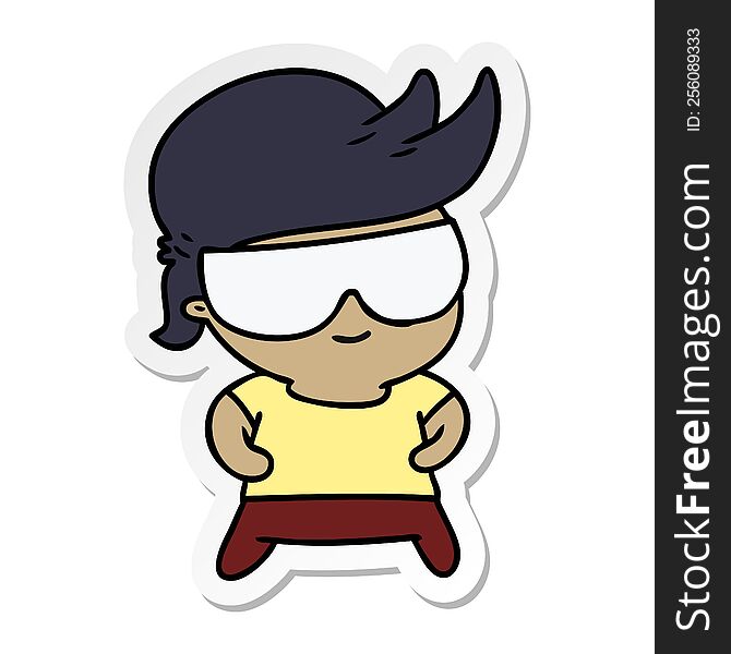 sticker cartoon kawaii kid with shades