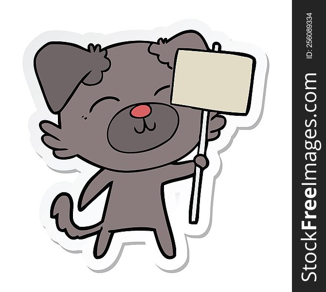 sticker of a cartoon dog with protest sign