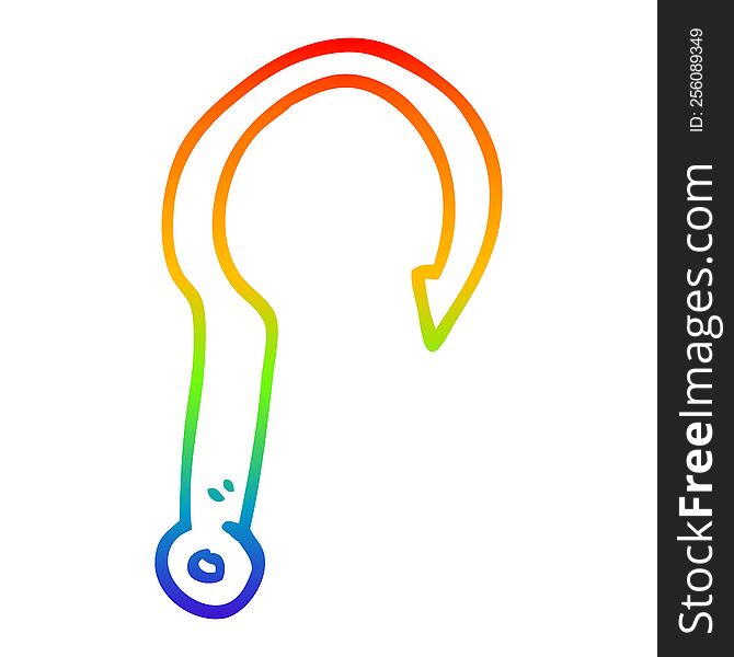 Rainbow Gradient Line Drawing Cartoon Fish Hook