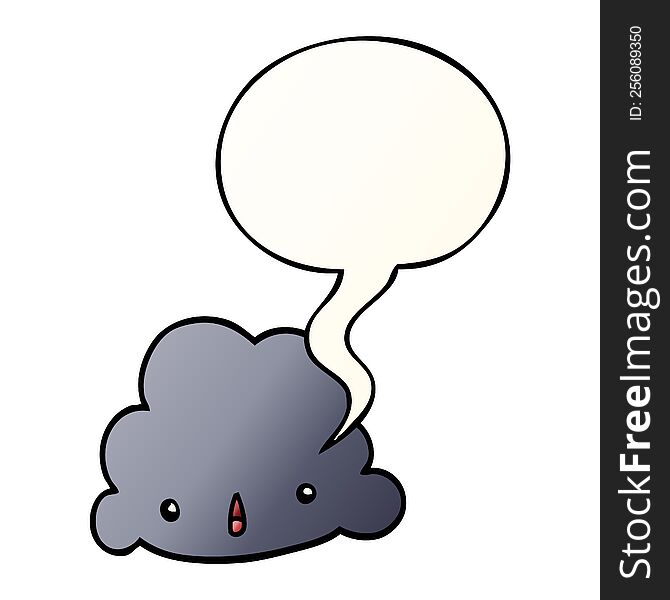 cartoon cloud with speech bubble in smooth gradient style