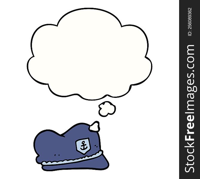 cartoon sailor hat with thought bubble. cartoon sailor hat with thought bubble