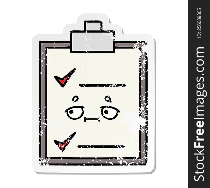 Distressed Sticker Of A Cute Cartoon Check List