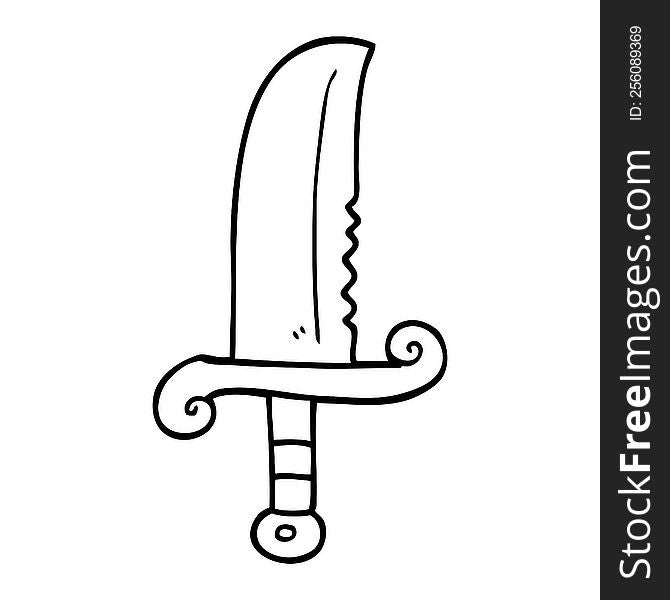 Line Drawing Cartoon Jeweled Sword