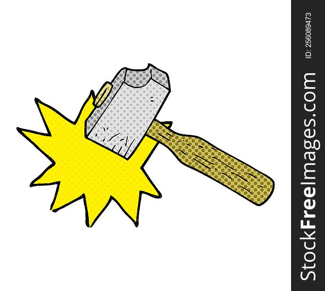 freehand drawn comic book style cartoon mallet