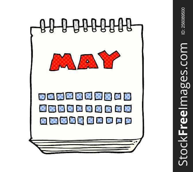 freehand drawn cartoon calendar showing month of may