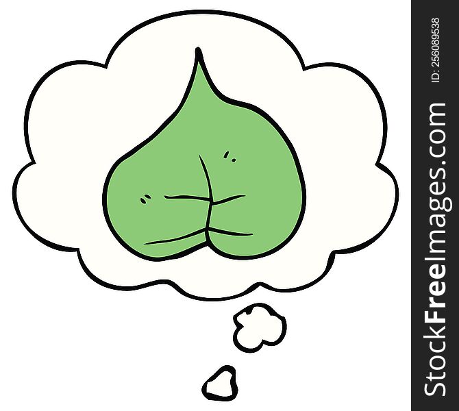 cartoon leaf with thought bubble. cartoon leaf with thought bubble