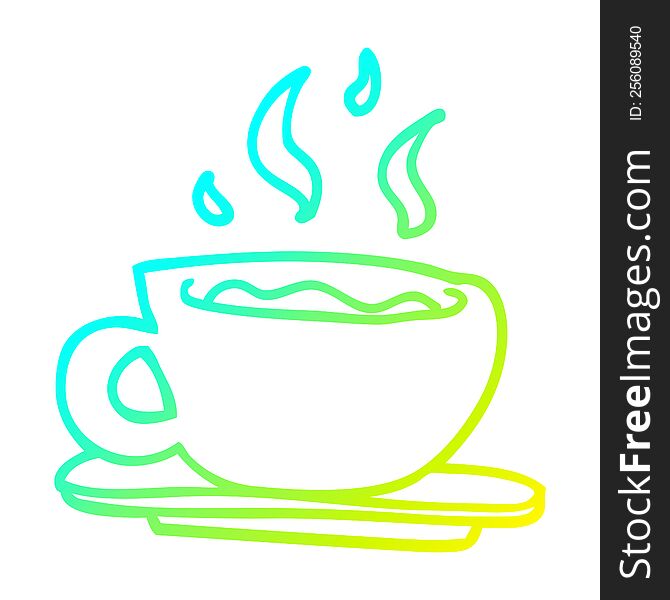 cold gradient line drawing cartoon cup of tea