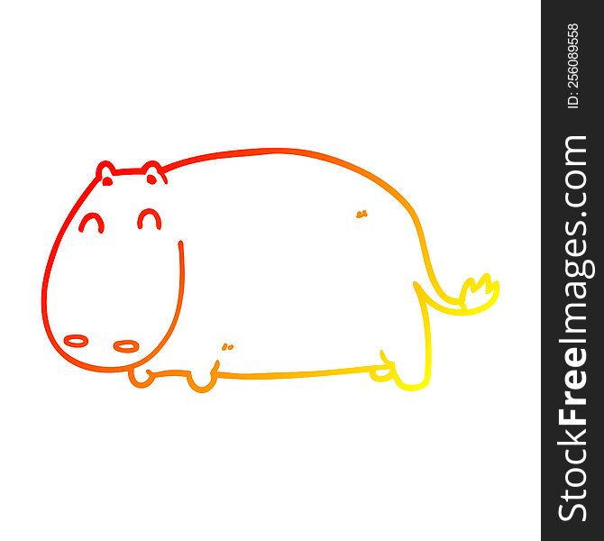 Warm Gradient Line Drawing Cartoon Hippo