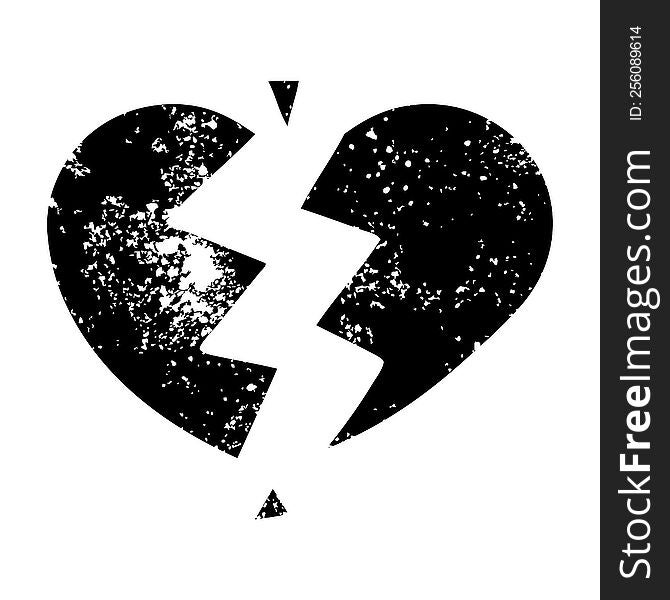 Distressed Symbol Broken Heart