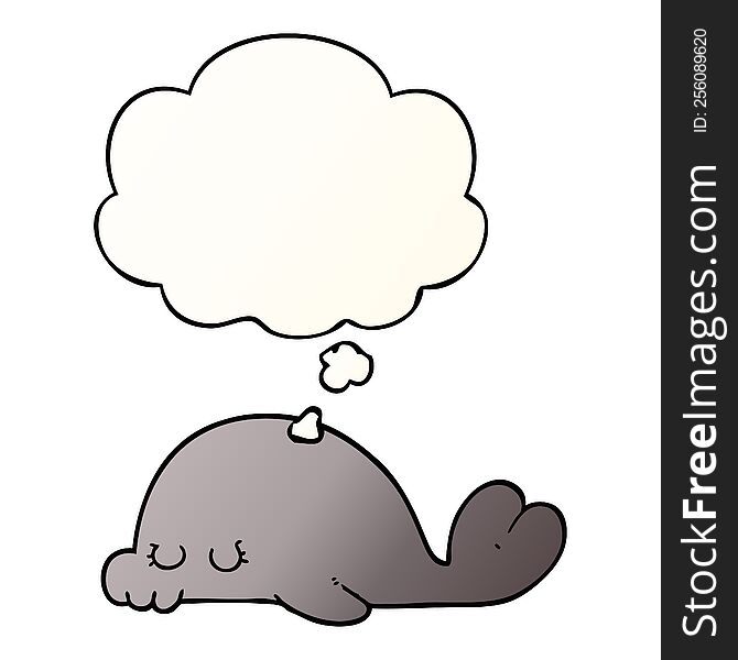cartoon seal with thought bubble in smooth gradient style
