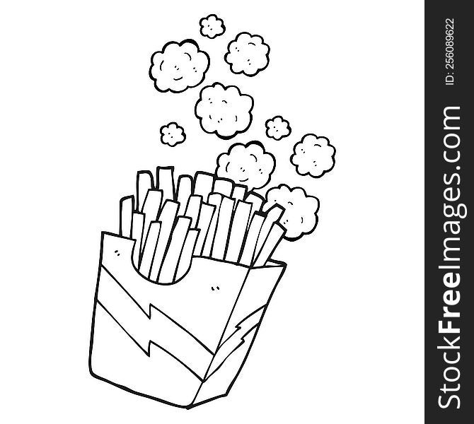 freehand drawn black and white cartoon french fries