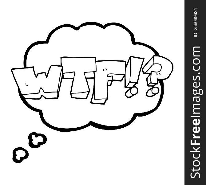freehand drawn thought bubble cartoon WTF symbol
