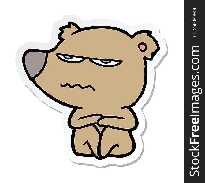 Sticker Of A Angry Bear Cartoon