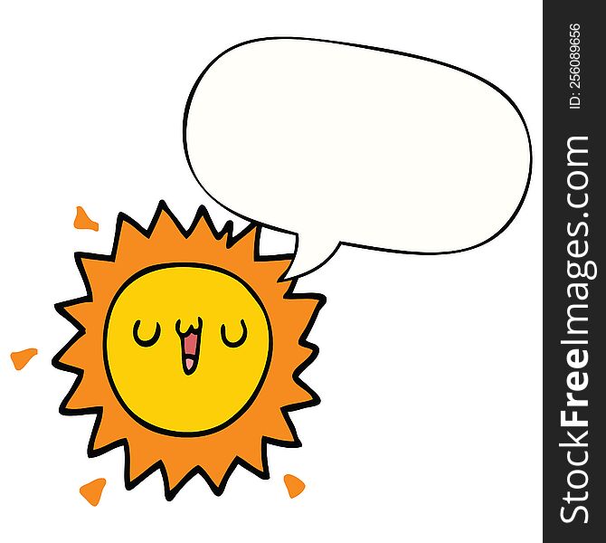 Cartoon Sun And Speech Bubble