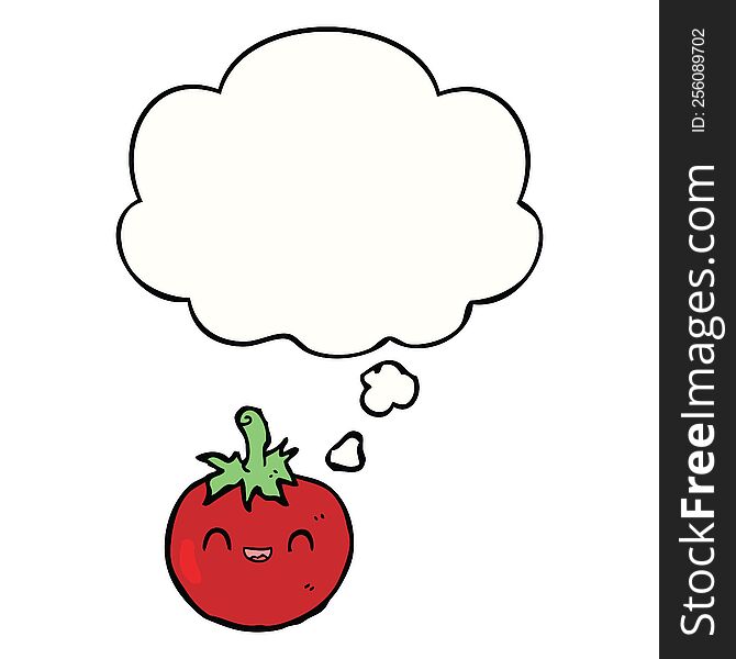 Cute Cartoon Tomato And Thought Bubble
