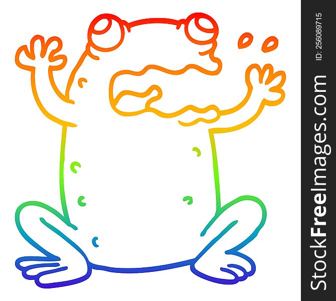 rainbow gradient line drawing of a cartoon crazy frog