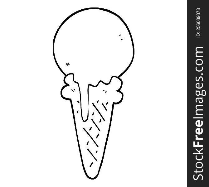 black and white cartoon ice cream cone