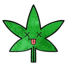 Retro Grunge Texture Cartoon Marijuana Leaf Stock Image