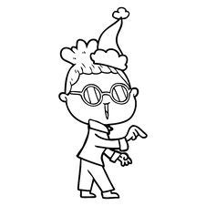 Line Drawing Of A Woman Wearing Spectacles Wearing Santa Hat Stock Photo Line Drawing Of A Woman Wearing Spectacles Wearing Santa Hat Stock Photo