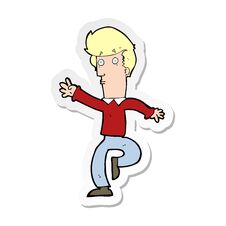 Sticker Of A Cartoon Rushing Man Royalty Free Stock Images