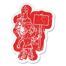 Cartoon Distressed Sticker Of A Woman Wearing Glasses Wearing Santa Hat Stock Photo Cartoon Distressed Sticker Of A Woman Wearing Glasses Wearing Santa Hat Stock Photo