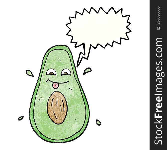 Speech Bubble Textured Cartoon Avocado
