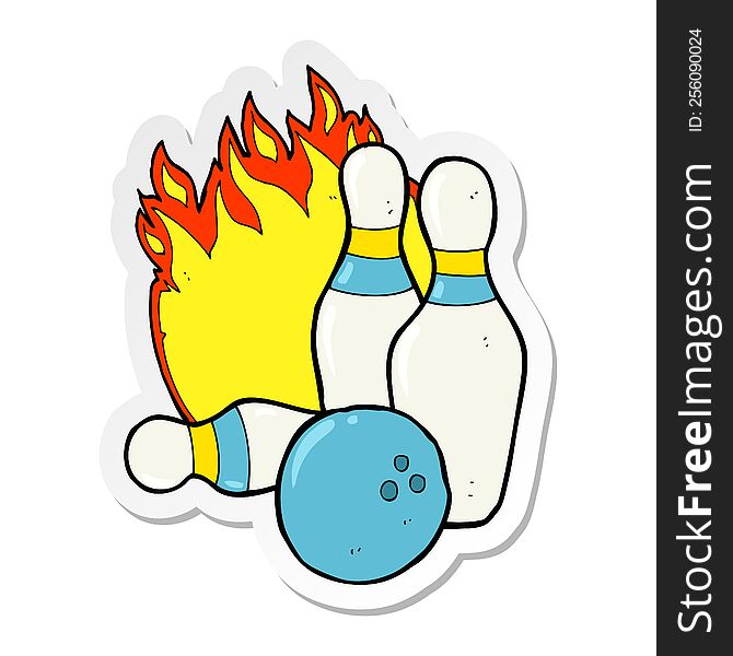 sticker of a ten pin bowling cartoon