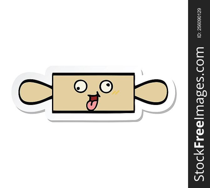 Sticker Of A Cute Cartoon Rolling Pin