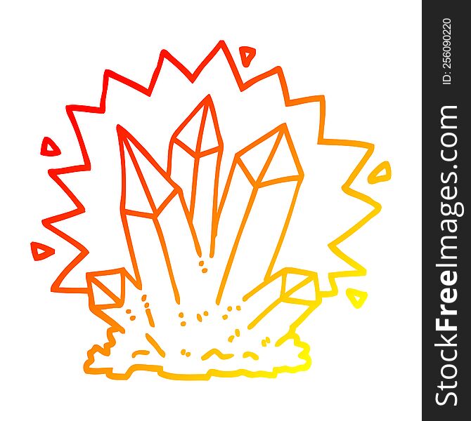 warm gradient line drawing of a cartoon natural crystals