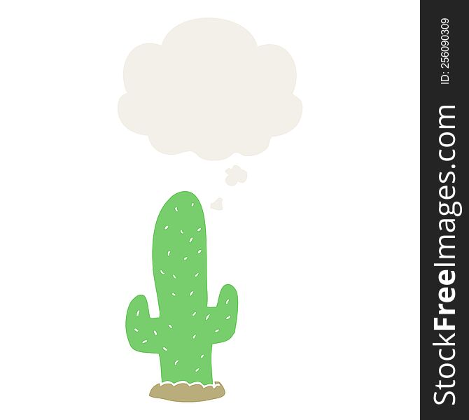 Cartoon Cactus And Thought Bubble In Retro Style