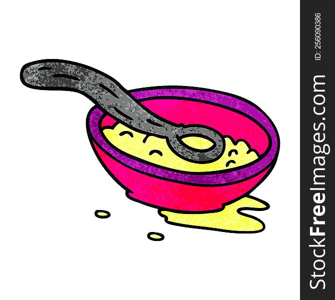 Textured Cartoon Doodle Of A Cereal Bowl