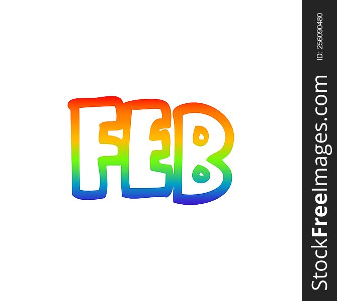 rainbow gradient line drawing cartoon month of february