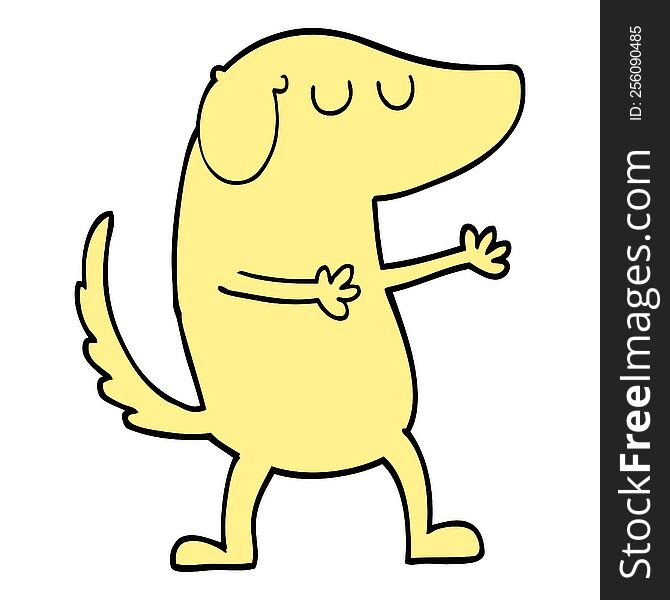 Hand Drawn Doodle Style Cartoon Happy Dog