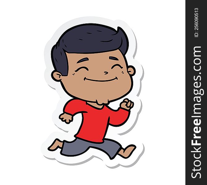 Sticker Of A Happy Cartoon Man Running