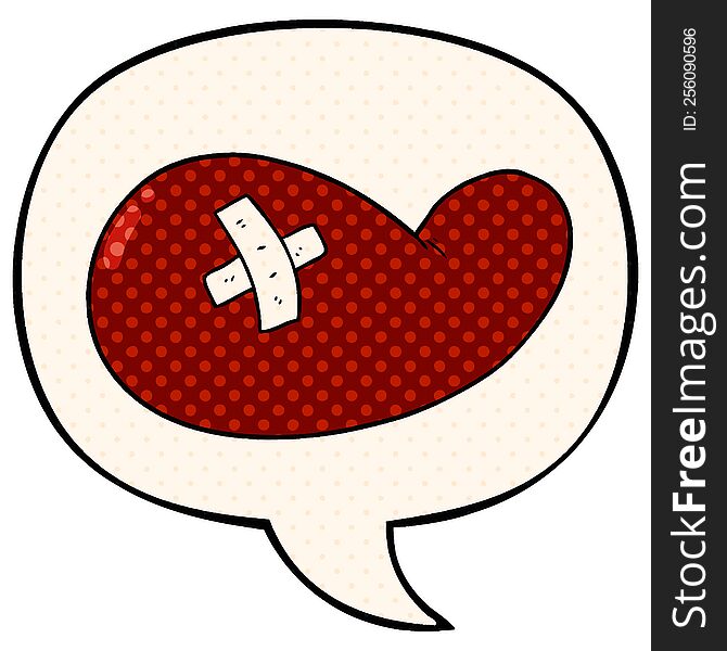 Cartoon Injured Gall Bladder And Speech Bubble In Comic Book Style