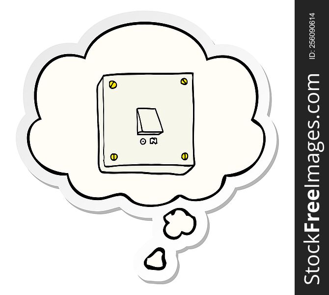 cartoon light switch with thought bubble as a printed sticker