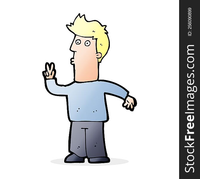 cartoon man signaling with hand