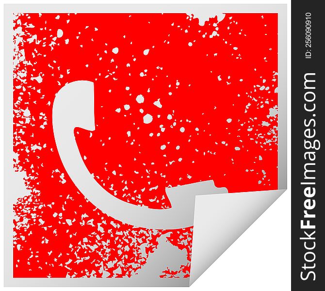 distressed square peeling sticker symbol of a telephone receiver