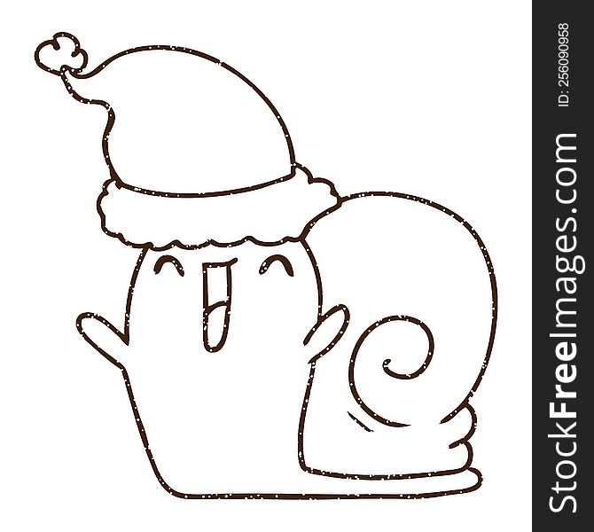 Christmas Snail Charcoal Drawing