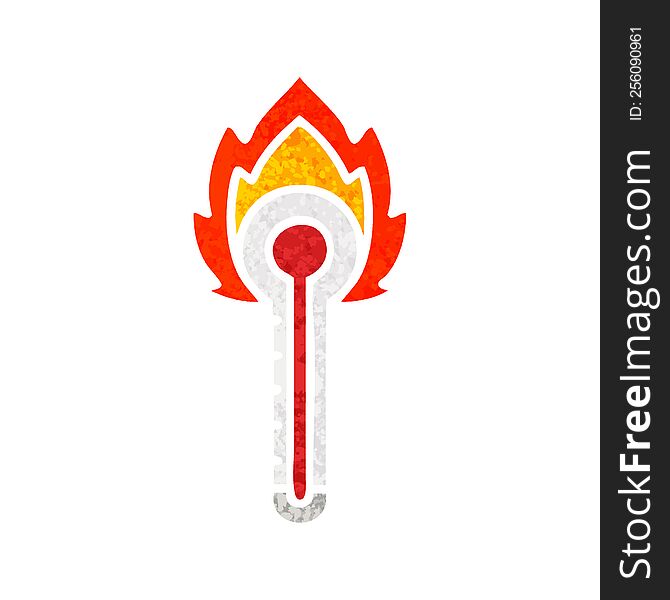 retro illustration style cartoon of a hot glass thermometer