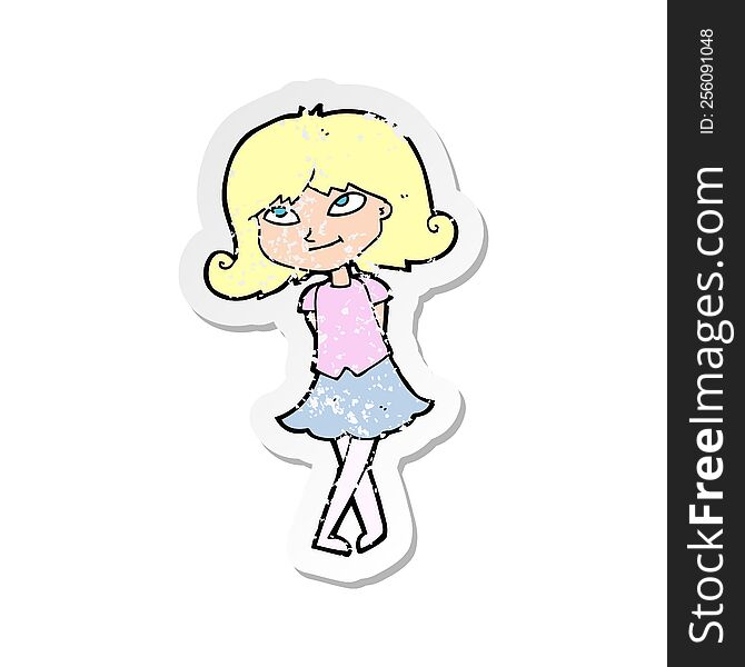 Retro Distressed Sticker Of A Cartoon Clever Girl