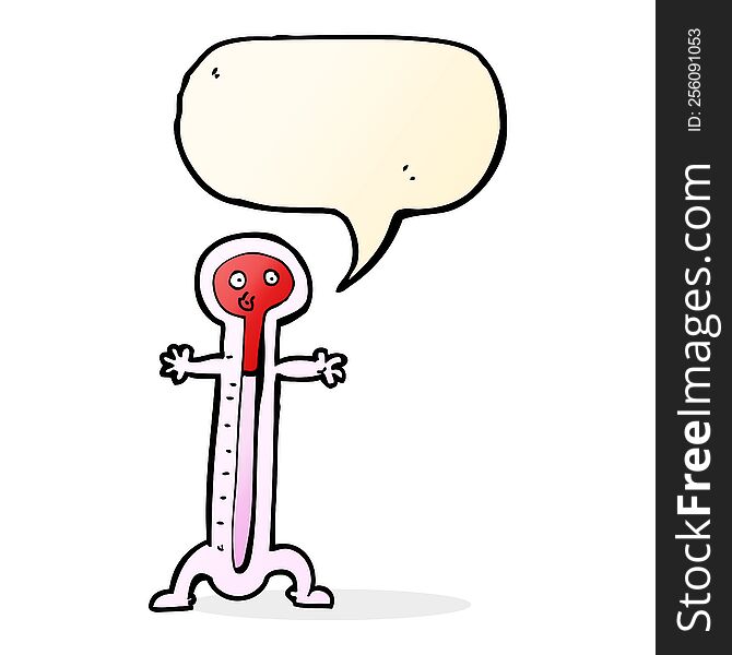 Cartoon Thermometer With Speech Bubble