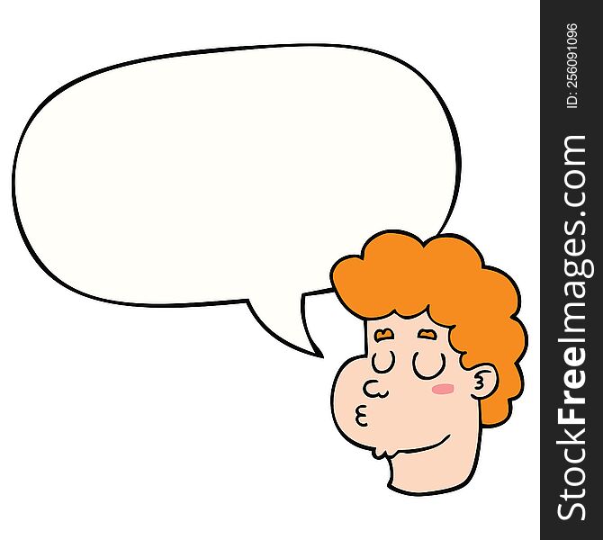 Cartoon Male Face And Speech Bubble