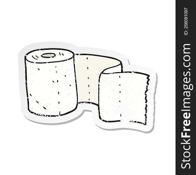 retro distressed sticker of a cartoon toilet roll