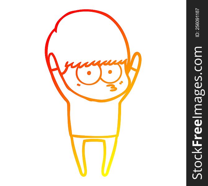 Warm Gradient Line Drawing Stretching Cartoon Boy