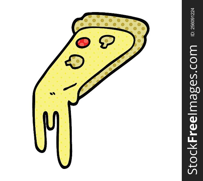 Comic Book Style Cartoon Pizza Slice